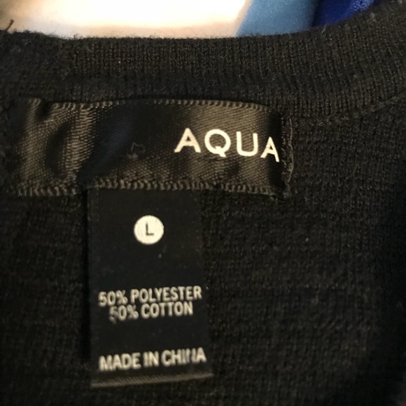 Aqua Ribbed Black Body Con Dress w/Gold Necklace - Picture 5 of 5